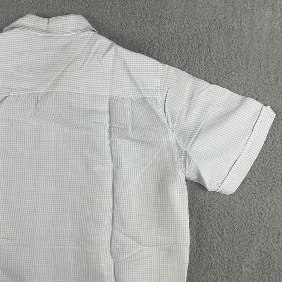 Centro Men's Large White Blue Striped Pattern Short Sleeve Button Up Shirt - Picture 15 of 16